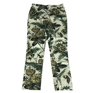 Elie‎ Tahari Floral Botanical Print Slim Leg Ankle Pants Medium M Pull On